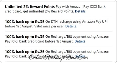 Get 100% cashback (upto Rs. 35) on first DTH Recharge on Amazon using Amazon Pay UPI
