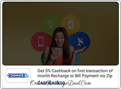 Mobikwik Recharge or Bill Payment offer - Get 5% Cashback (upto Rs. 50) on first transaction of the month on Recharge or Bill Payment using Mobikwik App